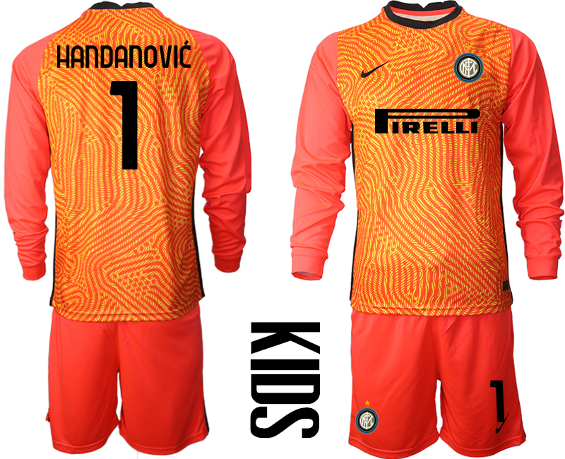 2021 Internazionale red goalkeeper long sleeve youth #1 soccer jerseys